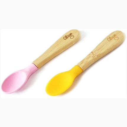 Citron Set of Bamboo Spoons- Yellow & Pink