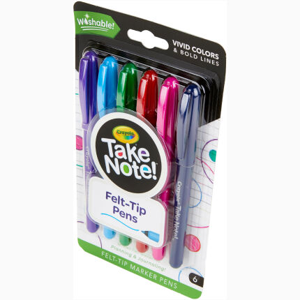 Crayola 6Ct.Take Note Ultra-Fine Washable Felt-Tip Marker Pen