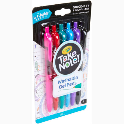 Crayola 6 Ct Take Note Washable Gel Pens
