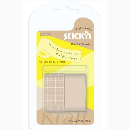 Kraft Roll Note,25Mmx10Mx2 Rolls,Blank+Grid