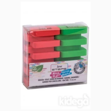 Serve Steps Eraser Fluorescent Colors 2 Pcs