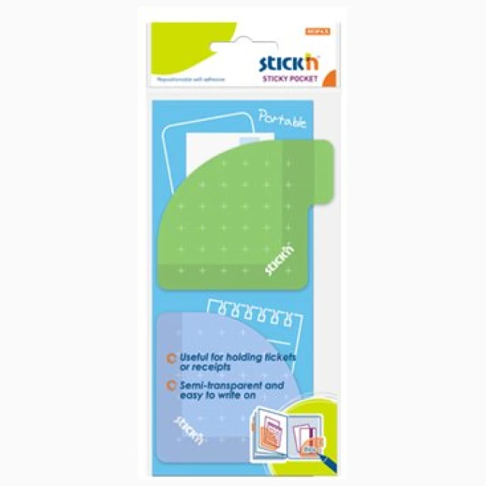 Sticky Pocket 70X82Mm 5 Sheets X 2 Pads Green+Blue - Image 1