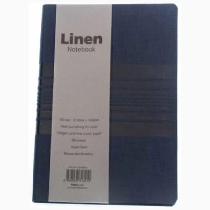 Linen Notebook 96Sheets A5 Dark Blue - Image 1