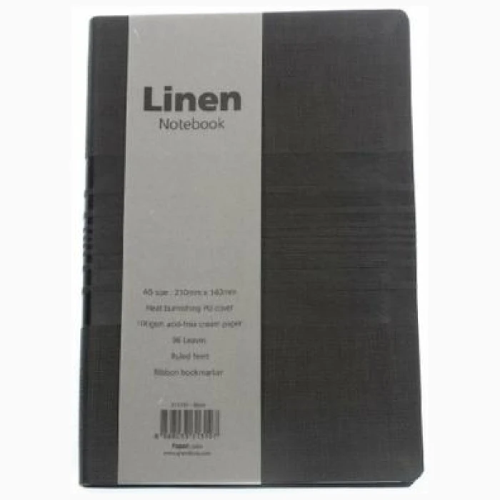 Linen Notebook 96Sheets A5 Black - Image 1