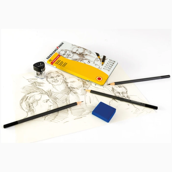 Graphite Pencils Anthracite Varnishing 17.5 Cm Tin Of 12 Pencils - Image 1