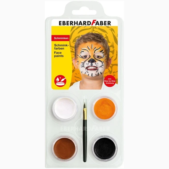 Face Paints Set Tiger With 4 Colors Approx 4 G 1 Brush - Image 1