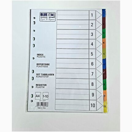 Indexs Dividers 10 Colors With Printing 1-10