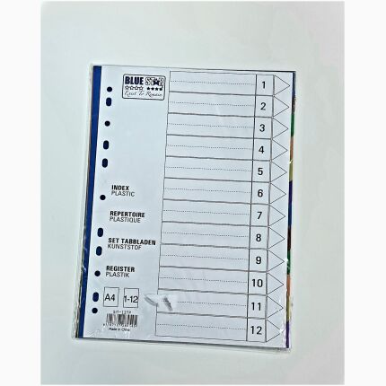 Indexs Dividers 12 Colors With Printing Numbers 1-12
