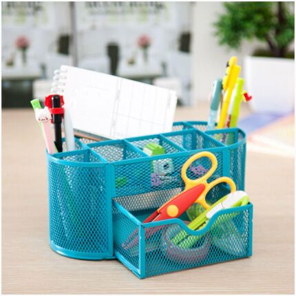 Stationery Holder With Multi-Drawer Blue