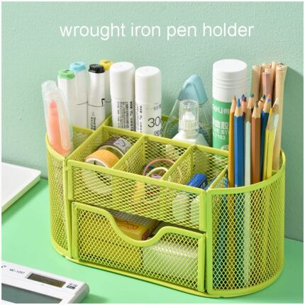 Stationery Holder With Multi-Drawer Green