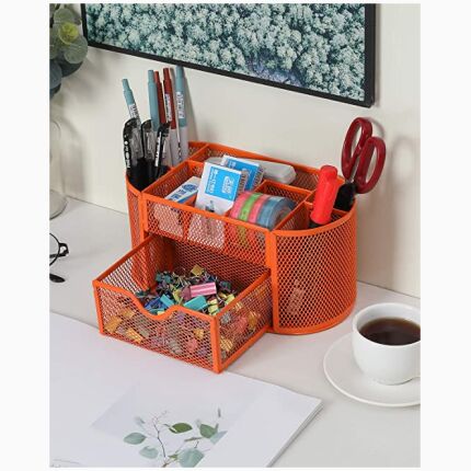 Stationery Holder With Multi-Drawer Orange