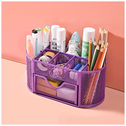 Stationery Holder With Multi-Drawer Purple