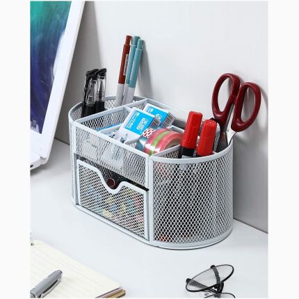 Stationery Holder With Multi-Drawer White