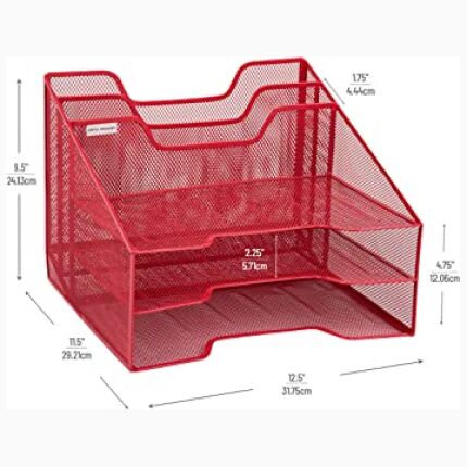 Mesh File And Tray Store Red