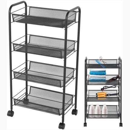 Four -Tiered Mesh Cart Black