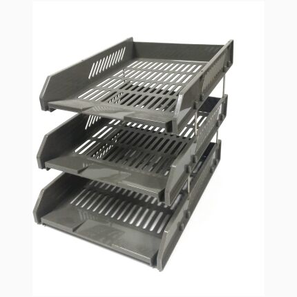 Plastic Basket 3 Shelf Gray