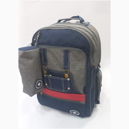 Large 2-Zip Backpack With Striped Jeans