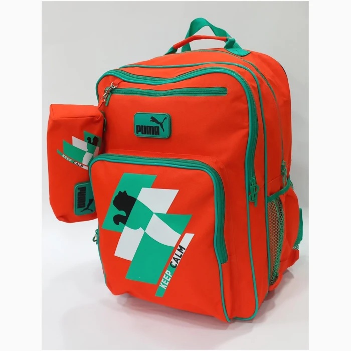 School Bag 2 Zippers Large Keep Calm Orange - Image 1