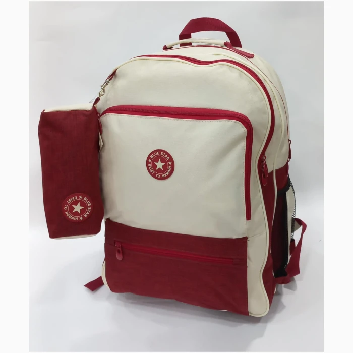 School Bag 2 Zippers Large P.Case Burgundy - Image 1