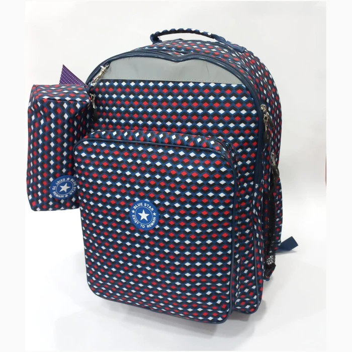 School Bag 2 Zippers Large P. Case Square Color - Image 1