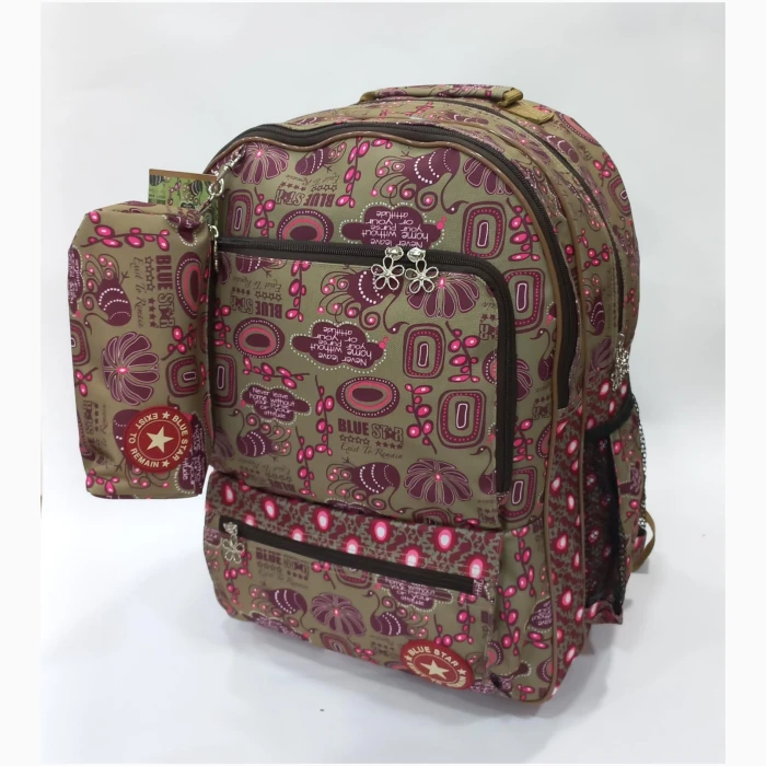 School Bag 2 Zippers Large P.Case Peacock - Image 1