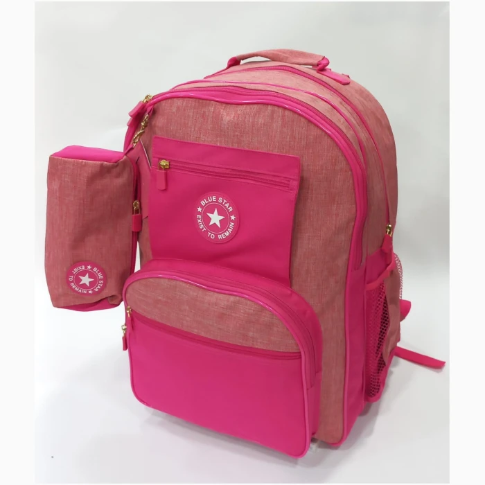 School Bag 2 Zippers Large P.Case Duplicate Pink - Image 1