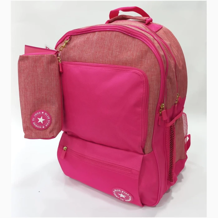 School Bag 2 Zippers Large P.Case Duplicate Pink - Image 1