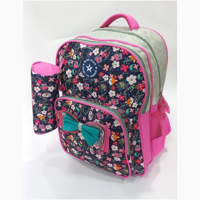 School2 Bag With Birds1 Zippers P.Case - Image 1