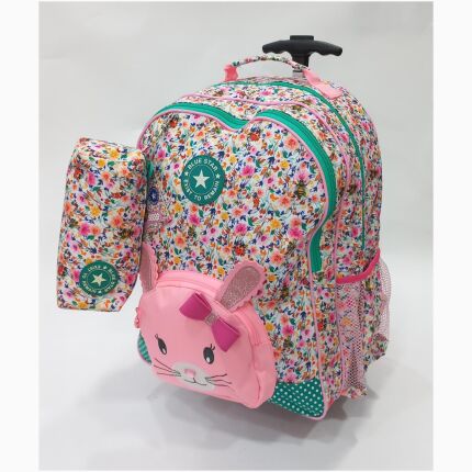 School Bag 2 Zippers Large/Trolley P.Case Rabbit