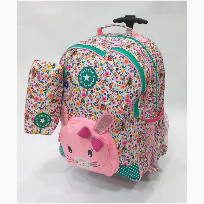 School Bag 2 Zippers Large/Trolley P.Case Rabbit - Image 1