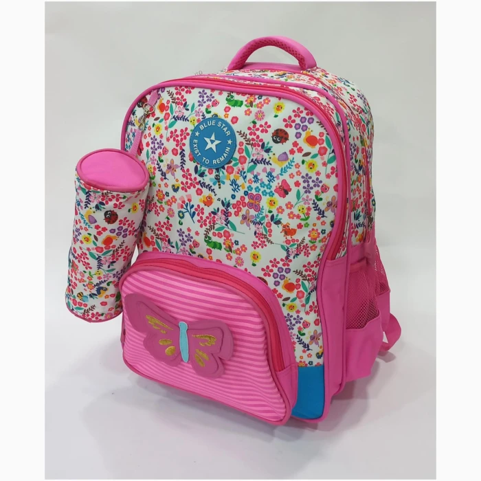 School Bag 2 Zippers Large P.Case Butterfly - Image 1