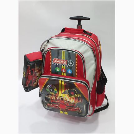 School Bag 2 Zippers Large Trolley P.Case Car