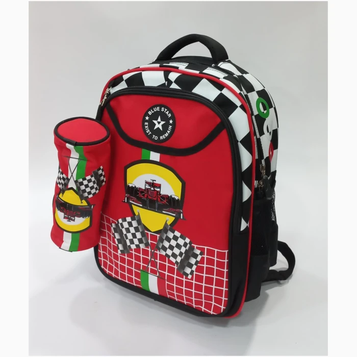 School Bag 1 Zippers Small P.Case Fast Car - Image 1