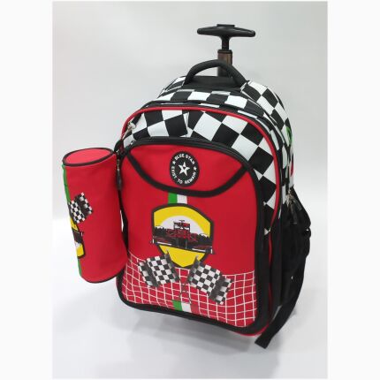 School Bag 2 Zippers Large/Trolley P.Case Fast Car