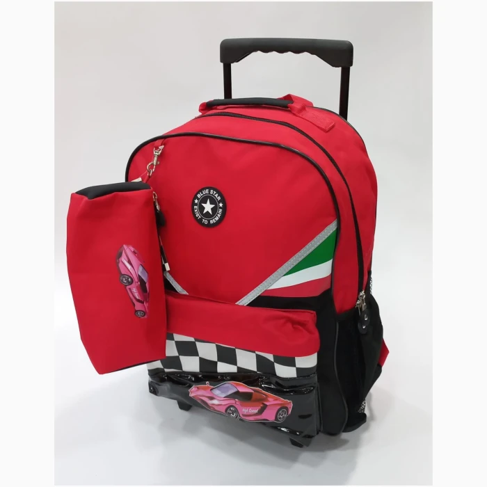 School Bag 1 Zippers Trolley P.Case Fast Car - Image 1