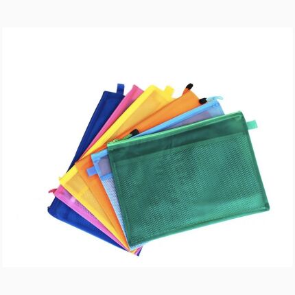 Fabric Mesh Zipper Bag With Long Hanger A4 With Tab