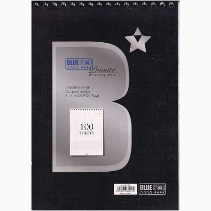 Private Writing Pad Spiral On The Top A4 100Sh