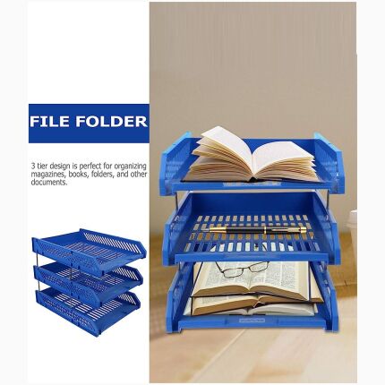 Plastic Basket 3 Shelf Blue