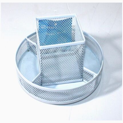 Wire Mesh Rotating Pencil Holder White