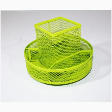 Wire Mesh Rotating Pencil Holder Green