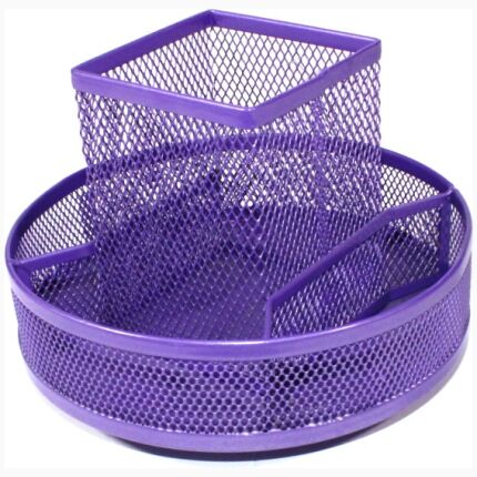 Wire Mesh Rotating Pencil Holder Purple