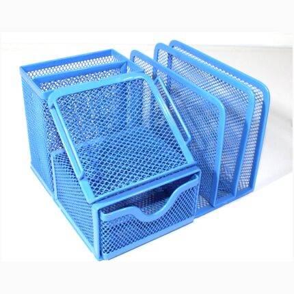 Light Blue Mesh Stationery Holder