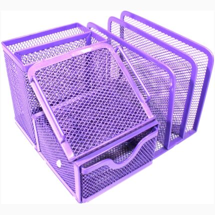 Purple Mesh Stationery Holder