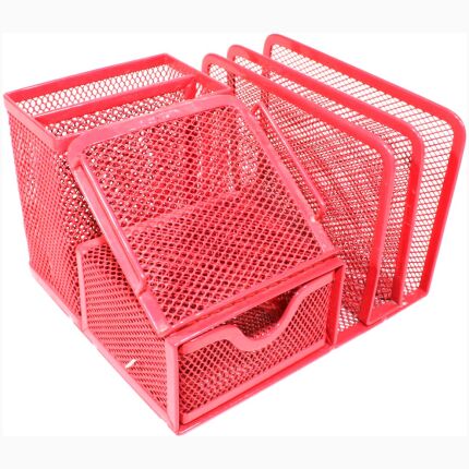 Red Mesh Stationery Holder