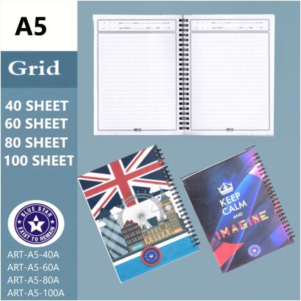 Spiral Note Book 80 Sheets A5 (2 Pcs)