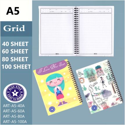 Spiral Note Book 80 Sheets A5 (2 Pcs)