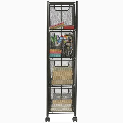 Four Mesh Drawers Cart Black