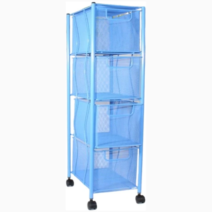 Four Mesh Drawers Cart Blue - Image 1
